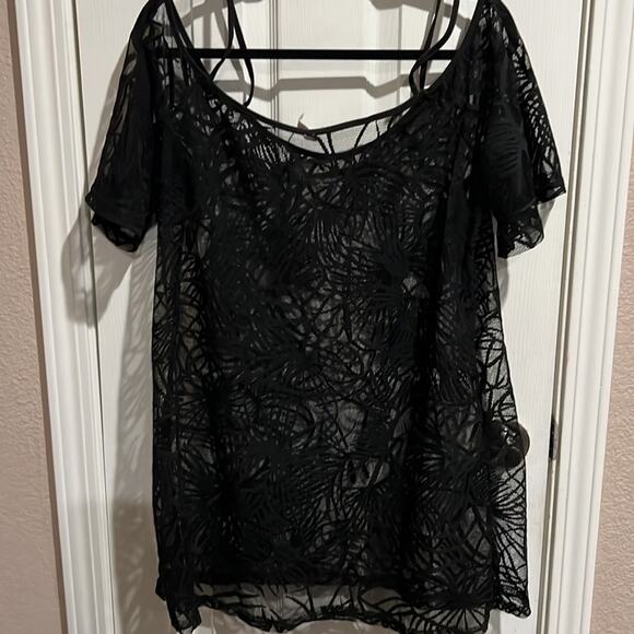 Beach Cover up Nimes Cote d’azure size Large Black Lace - Picture 5 of 5